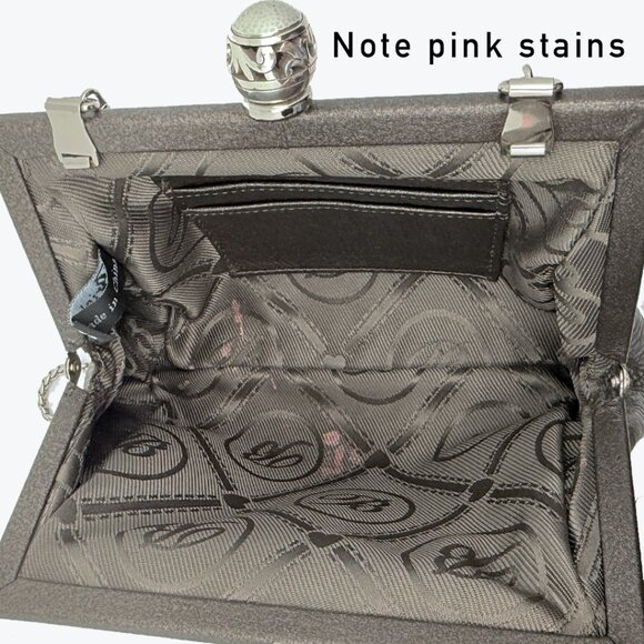 Brighton Pewter Leather Clutch Crossbody Purse Large Dimensional Flower on Front - Picture 13 of 17